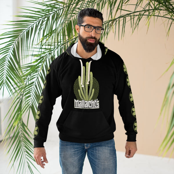 Mallacht's Plants Hoodie with "Tricho-Top" logo on sleeves and hood - Unisex Pullover Hoodie